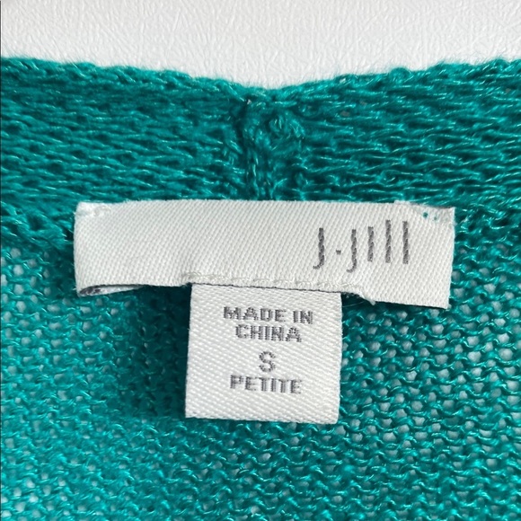 J. Jill Linen Blend Teal Open Front Cardigan Sweater - Picture 2 of 6